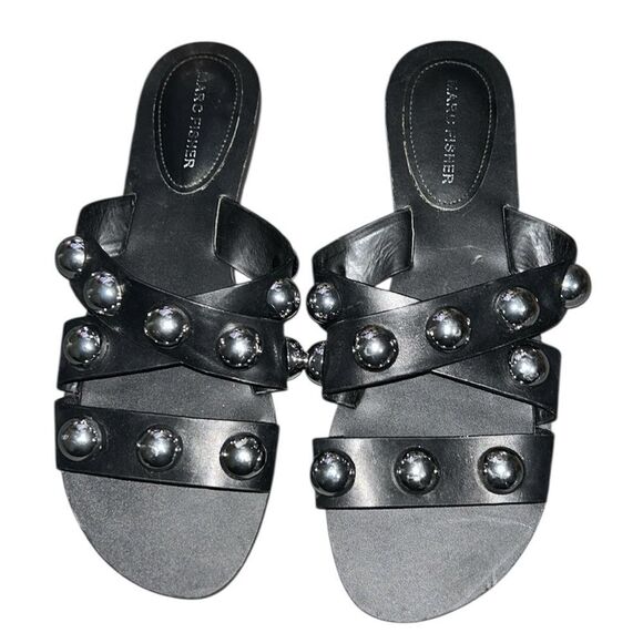 Marc Fischer Studded Slip on Black/Silver Sandals(Size 9M) - Picture 1 of 8